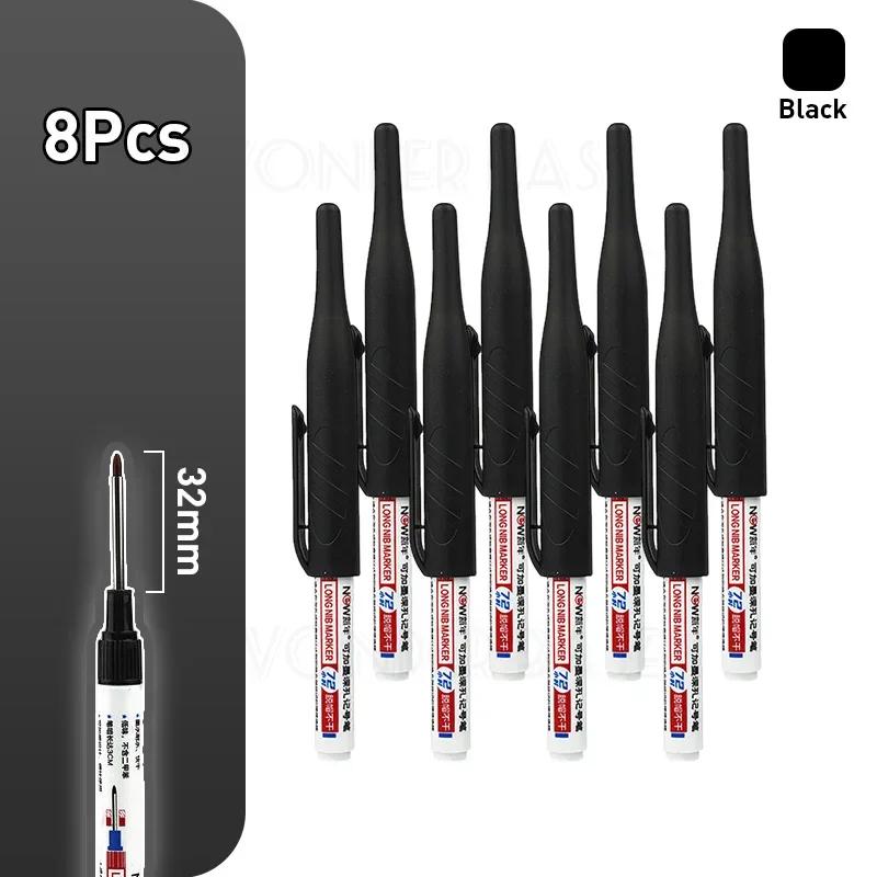 1-8Pcs 4 Colors 32mm Deep Hole Marker Pens Bathroom Waterproof Woodworking Tile Metal Multi-purpose Long Head Oil Markers Pen