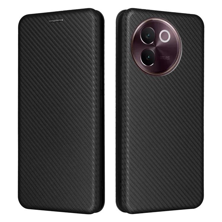 Для vivo V30e 5G Чехол Слот Для Карт Подставка Карбон Текстура Кожаный Чехол