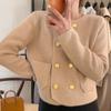 French Chic Small Fragrant Coat Women Knitted Cardigan Spring and Autumn Loose Short Double Breasted Sweater Cardigan Female