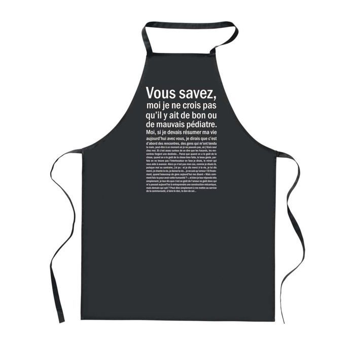 Tablier de cuisine - PLANETEE - Pédiatre Bon ou de mauvais - Noir - 90x60 cm - Impression bretonne