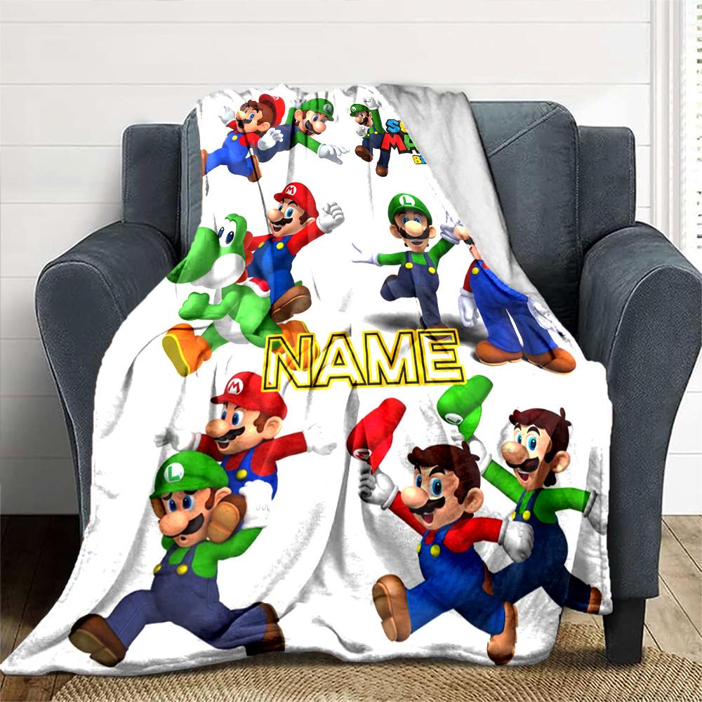 Super Mario Bros Four Seasons Blanket Customized With Your Name Lightweight And Warm Perfect Gift For Home Office Camping Sofa Travel Beach Durable