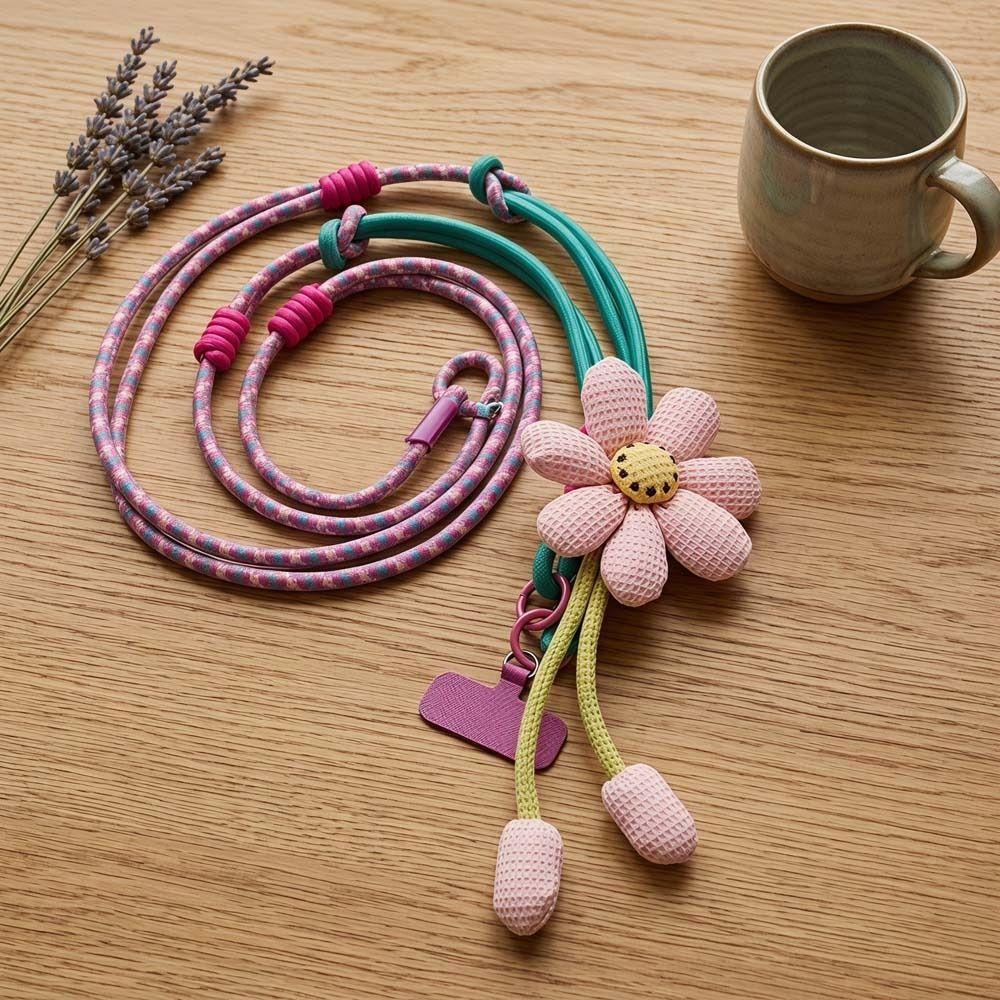 Detachable Phone Woven Chain Crossbody Cell Phone Strap Fashion Flowers Phone Lanyard Women Girls