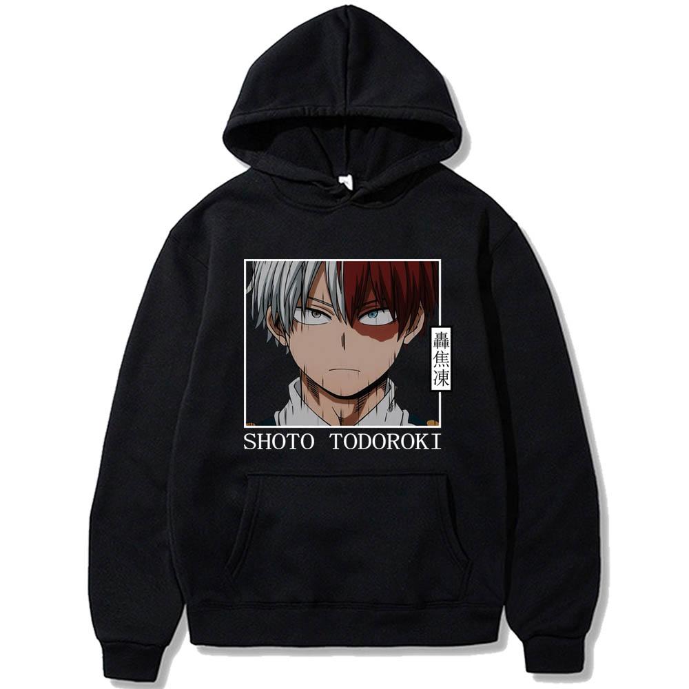 Горячая аниме Моя геройская академия Shoto Todoroki Графический принт с капюшоном для мужчин и женщин Толстовки с капюшоном свободного покроя в стиле Харадзюку Уличная одежда