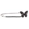 [R8174] - Designer Brooch 'Sissi' Black Silver (butterfly) - 88x20mm