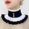 Knitted Stripe Lapel Collar Warmth Neck Cover for Women Thickened Imitation Mink Velvet Fake Collar Neck Scarf