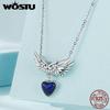 WOSTU 925 Sterling Silver Wing Guardian Emotion Stone Charm Beads for Bracelet DIY Jewelry