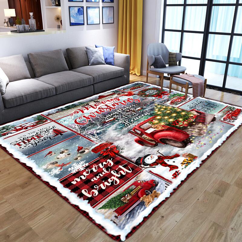 Christmas Poinsettia Snowman Carpet for Living Room Home Decor Sofa Table Large Area Rugs Hallway Balcony Mat Non-slip Doormat
