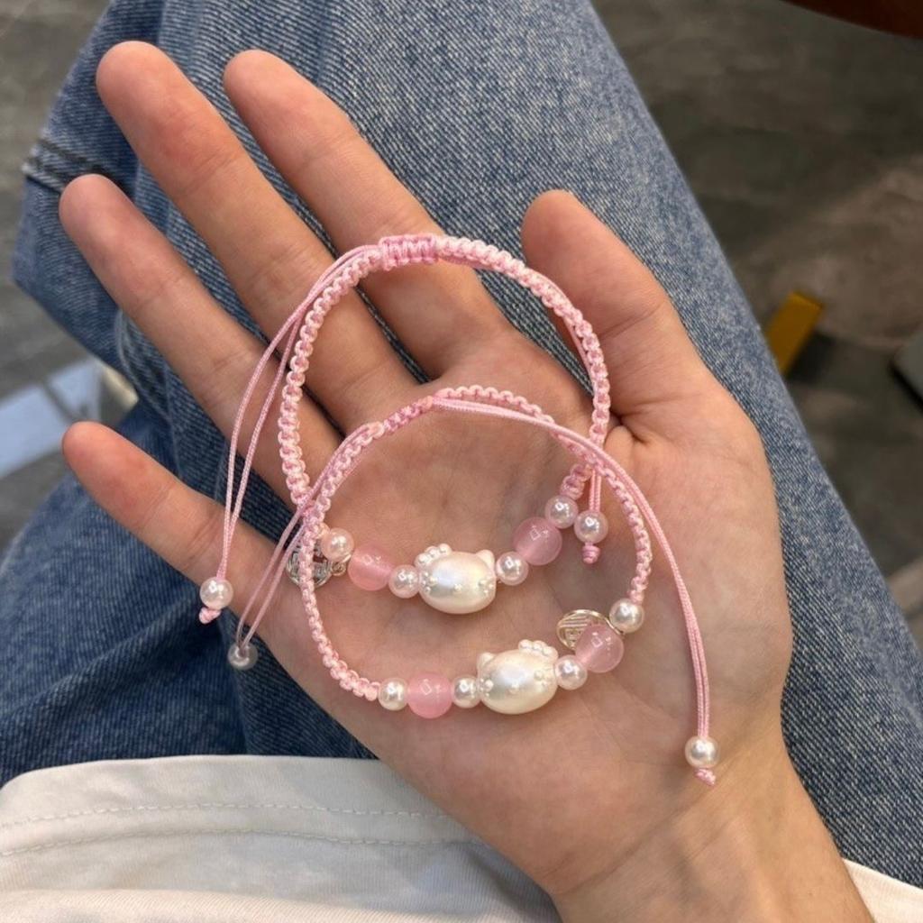 KT кошка жемчуг благословение бренд плетеный ручной браслет простая милая ручная веревка пара браслет темперамент подарок