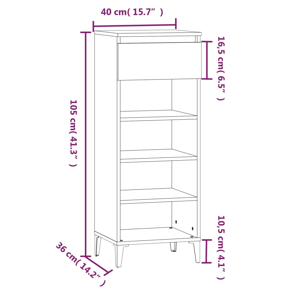 Shoe Rack Black 40 x 36 x 105 cm Engineered Wood
