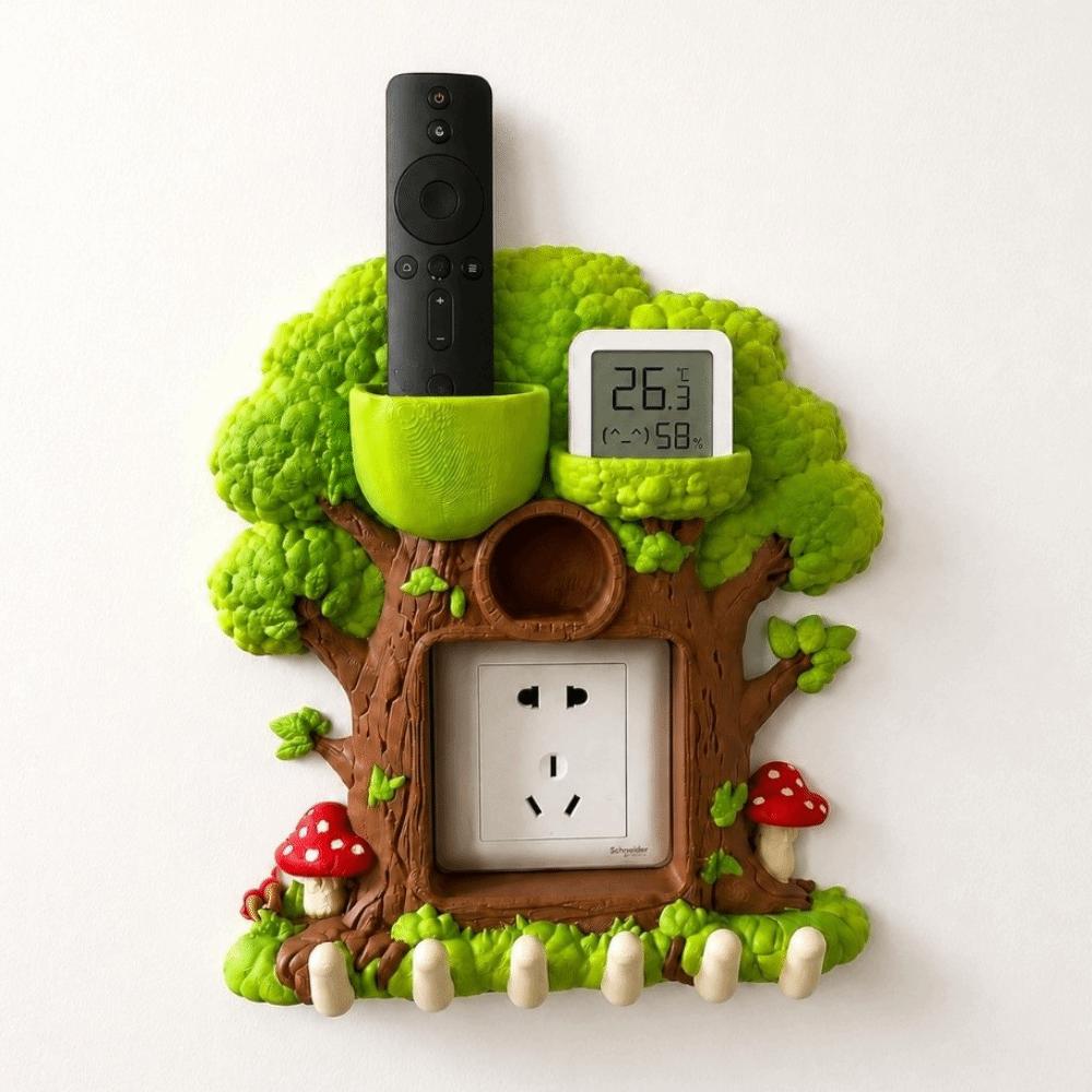 3D Printed Forest Tree Hole Switch Storage Rack Creative Remote control storage  Living Room Decor