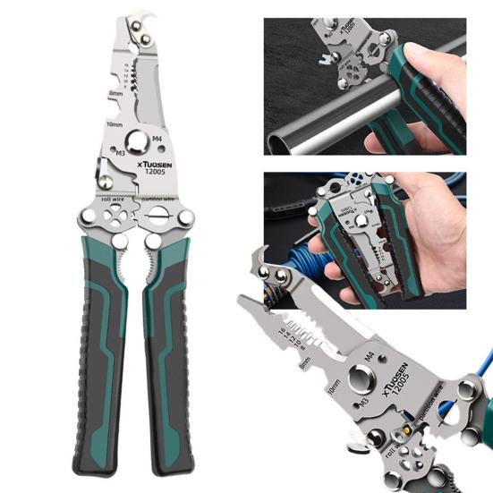 Складной инструмент для зачистки проводов с нескользящей ручкой Эргономичный дизайн Высокопрочные многофункциональные кусачки для кабеля Клещи для зачистки проводов