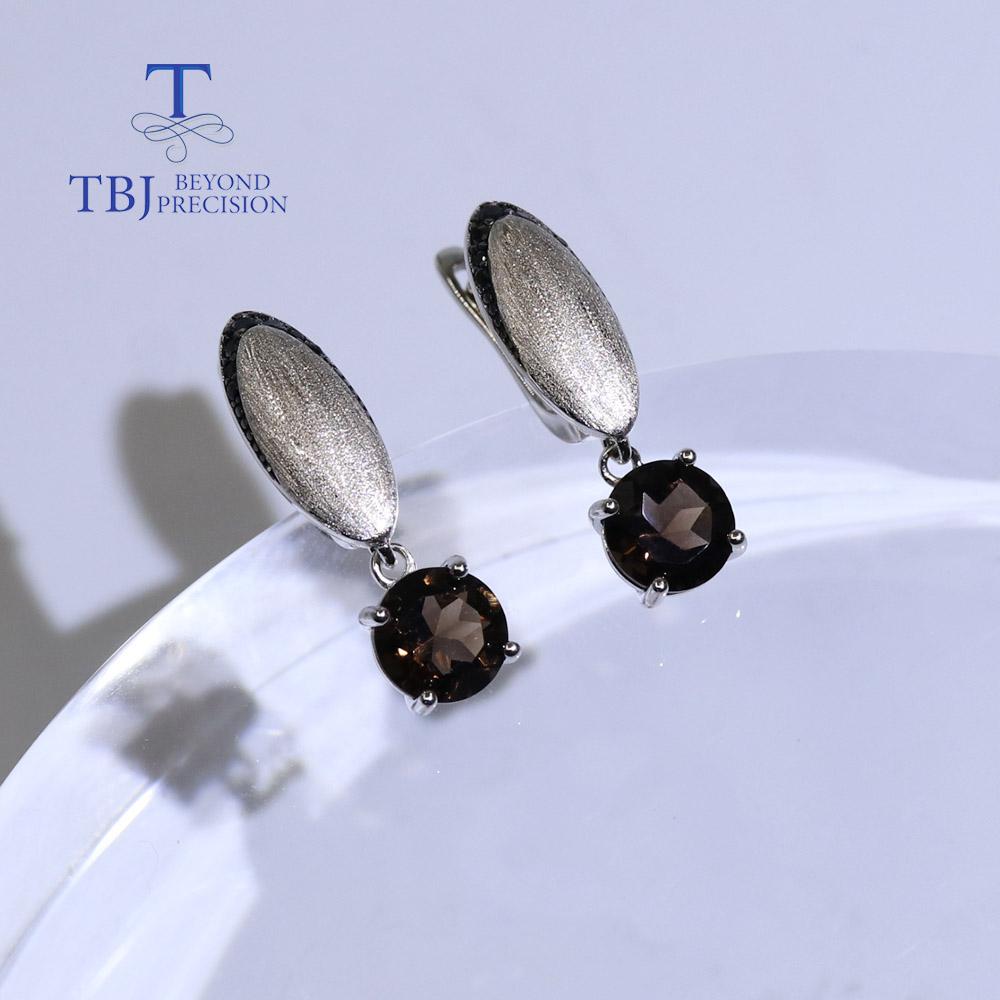 Серьги из натурального дымчатого и гранатового серебра 925 пробы, простые модные женские ювелирные изделия с драгоценными камнями, повседневная одежда