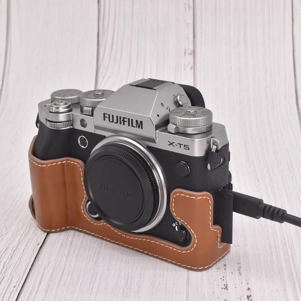 kinokoo XT5 Camera Case, FUJIFILM X-T5 Case, XT5 Cover, XT5 Body Case, PU Leather, Battery Replacement, Tripod Mountable (Brown)
