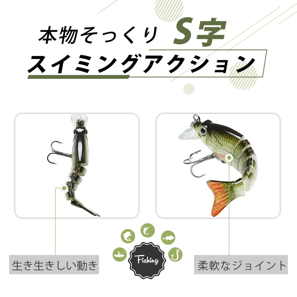 TRUSCEND Mini Tilapia Lure with Set of Lifelike Fishing Lures for Saltwater and for Sea Spanish and Other Fish 6-Joint Design, 2g, 4, Ajing,