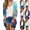 Women's Fashion Casual Retro Floral Print Mid-Length Cardigan Jacket