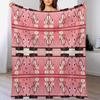 Black Pink Oriental Boho Traditional Antique Moroccan Artwork Throw Blanket Stylish Decor Blanket Gift for Friends Roommate