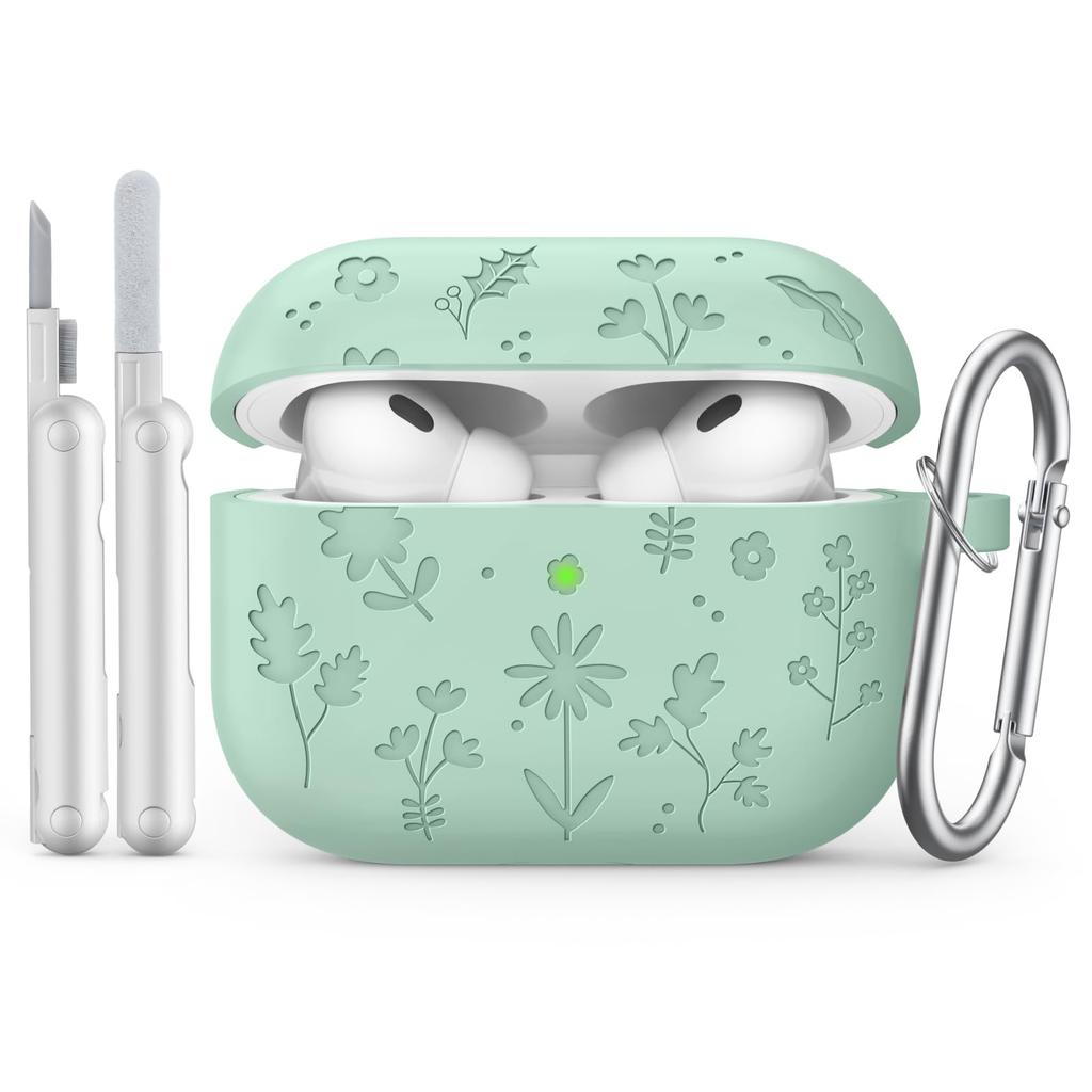 Для AirPods Pro 3 Милый защитный чехол с гравировкой цветка Мягкий силиконовый чехол с полной защитой Противоударный чехол против царапин для AirPods Pro 3