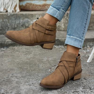 Туфли с острым носком, Короткие ботинки, Новая обувь большого размера, Ботильоны на низком каблуке с перекрестными ремешками, Женская обувь