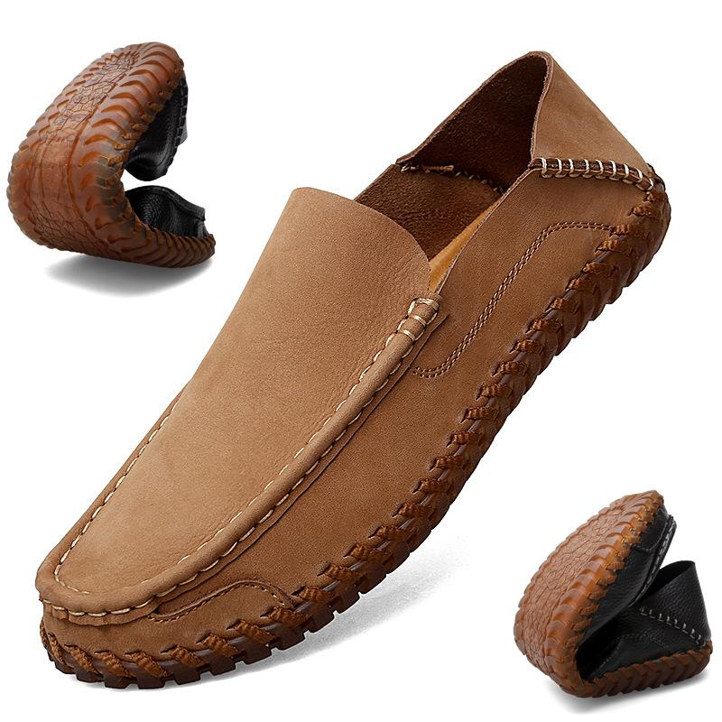 2024 Plus Size 38-48 Genuine Leather Men Loafers Cow Leather Casual Shoes for Man Soft Comfortable Moccasins Hand Sewn Driving Shoes