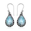 Natural Larimar Pear Shape Gemstone 925 Sterling Silver Teardrop Earring For Women & Girls