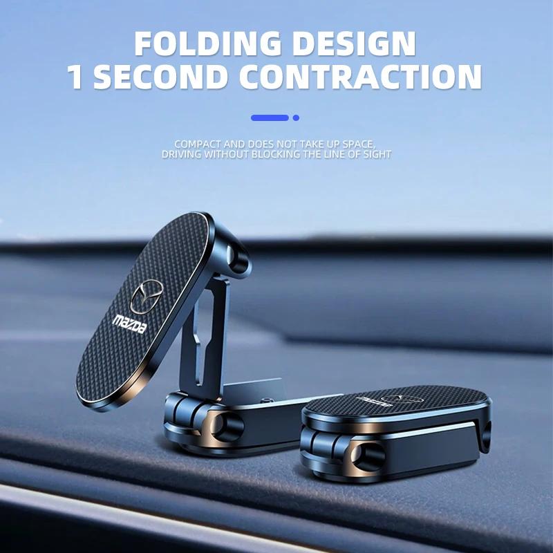 2025 Hot Car Logo Magnetic Foldable Phone Holder For Mazda Speed MS 2 3 5 6 7 323 RX8 Axela Atenza CX-3 CX-4 CX-5 CX-8ds Auto Ac