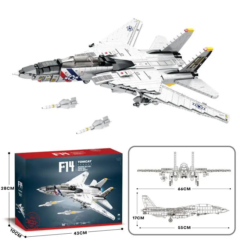 Нетоксичный 1443 детали Военный истребитель Tomcat F14 Строительные блоки Moc Модель истребителя с палубы Авианосца Набор Кирпичей Праздничные Подарки Игрушки для Детей