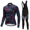 Трикотажные изделия для езды на велосипеде, комплект одежды для велоспорта, мужской/женский черный нагрудник с длинными рукавами, брюки, костюм для велосипедной одежды