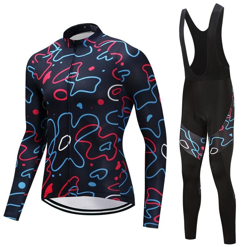 Трикотажные изделия для езды на велосипеде, комплект одежды для велоспорта, мужской/женский черный нагрудник с длинными рукавами, брюки, костюм для велосипедной одежды