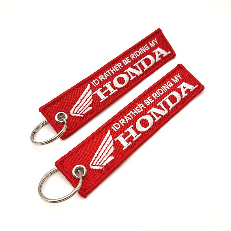 AAALJ1 for Honda CBR 600RR CBR 1000RR CB650R CB1000R Motorcycle Embroidery Keychain Keyring Label Racing Emblem Key Pendant Gifts