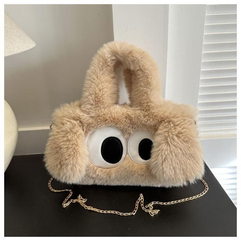 Plush Women's Bag Cute Big-eyed Dog Chain Bag New Spring Tote Bag Big-eyed Plush Bag Single Shoulder Oblique Span Bag