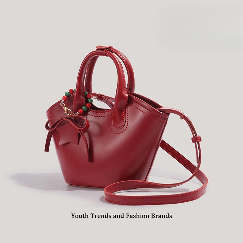 Сумка-корзина французского винтажного стиля на одно плечо, сумка-ведро для поездок на работу, красная свадебная сумка