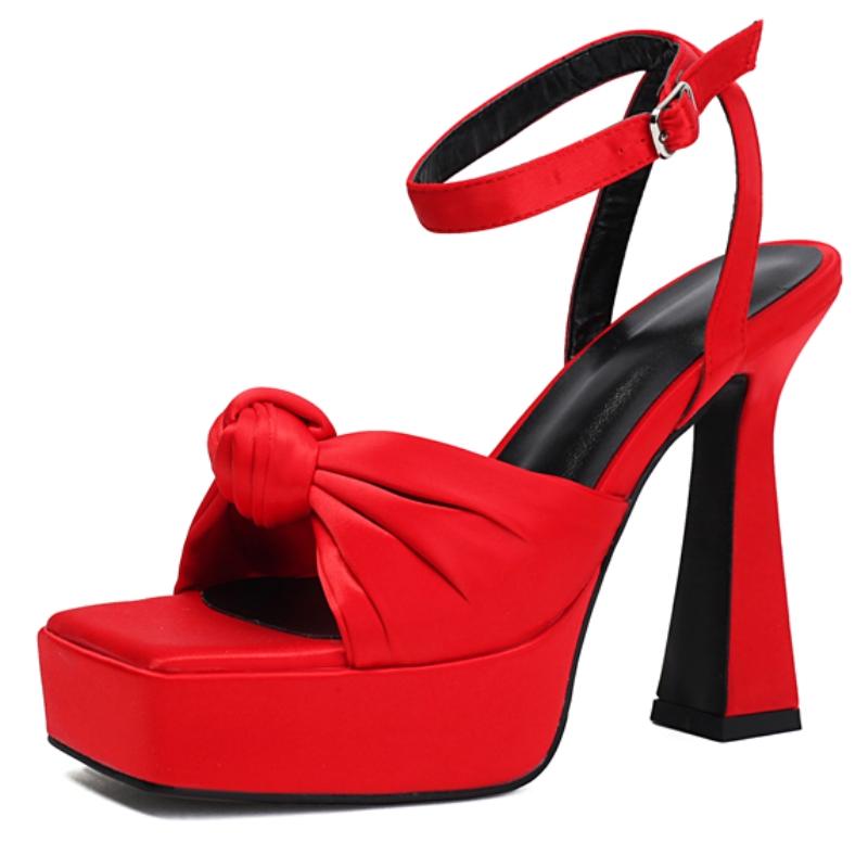 Модные босоножки Stain, женские летние туфли на платформе, роскошные красные и белые шлепанцы, женские сексуальные туфли на высоком каблуке в полоску, свадебные туфли