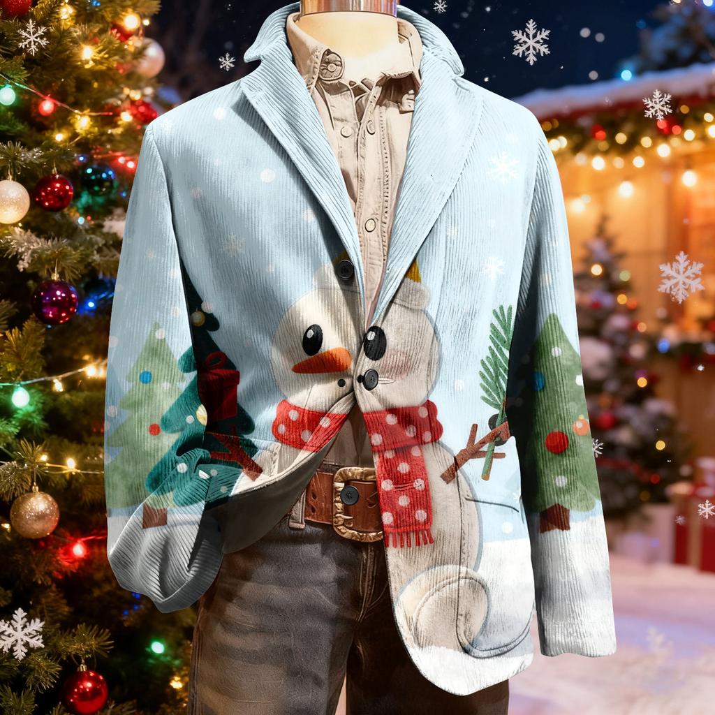 Мужской уродливый рождественский вельветовый теплый карманный пиджак-кардиган, мужской повседневный костюм