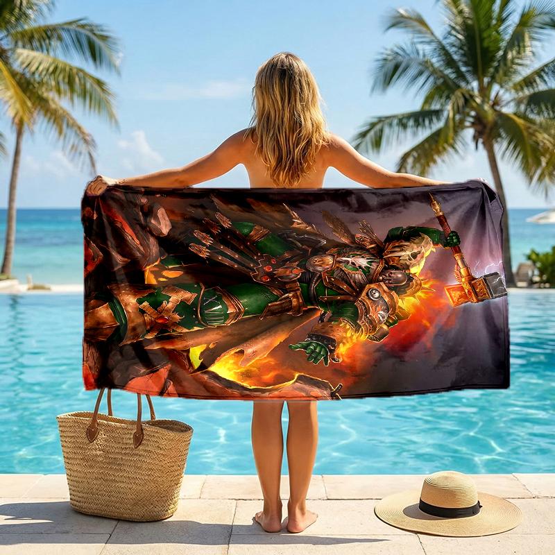 Пляжное полотенце Warhammer Fashion: Идеально для летних приключений Мягкое, впитывающее и быстросохнущее, подходит для плавания и купания