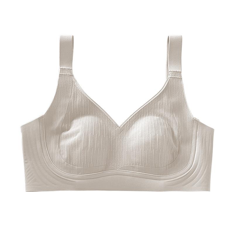 Langsha underwear women's breasts show small rabbit ear cups, summer no steel ring bra gathers anti-sagging beautiful back bra women