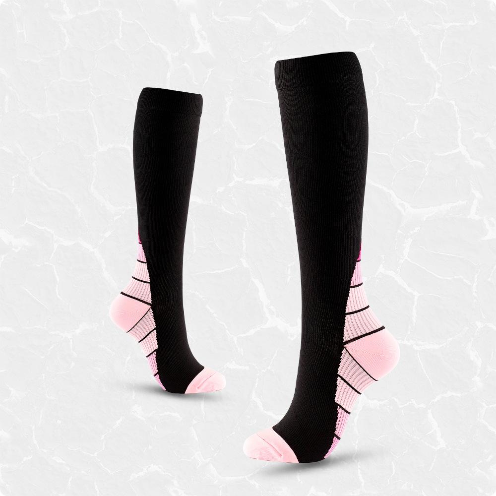 Двухцветный спортивный чулок до икры Простой и персонализированный длинный до колена Мужской и женский компрессионный носок для велоспорта