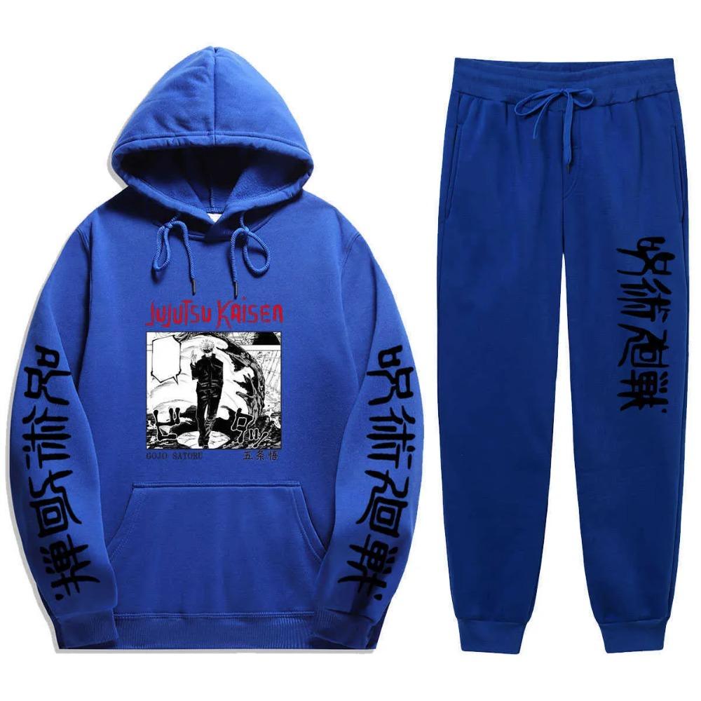 2021 Jujutsu Kaisen Anime Hoodie and Pants Sets Men Women Winter Fashion 2 Piece Set Tracksuit and Sweatpants Jujutsu Kaisen Sui X0909