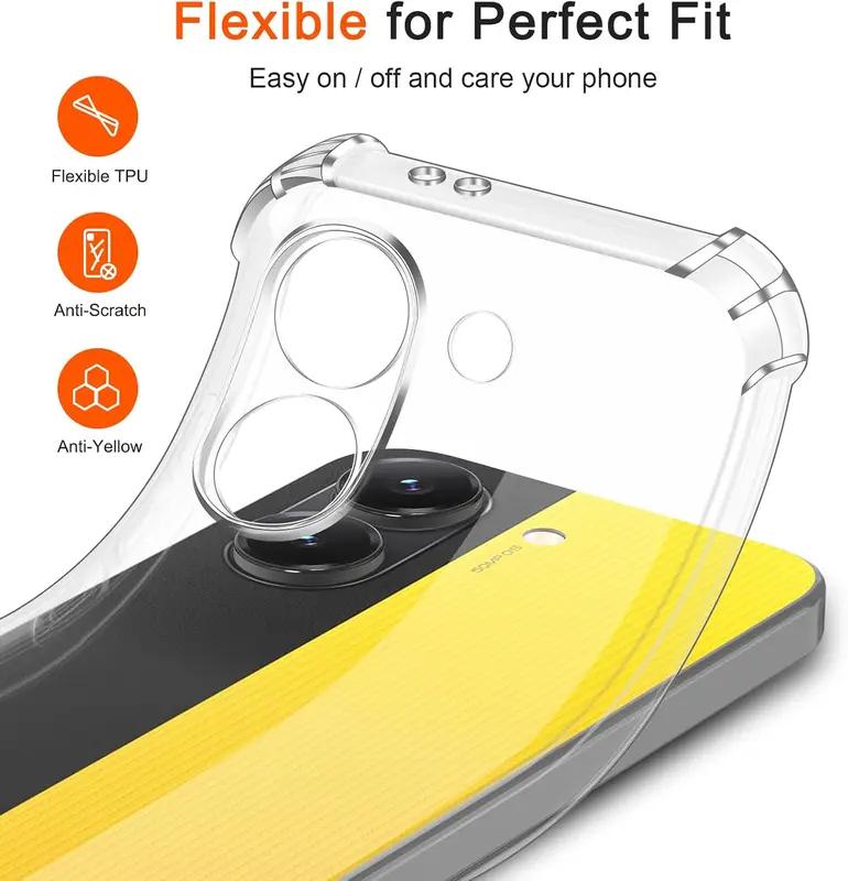 Для Xiaomi POCO X8 Pro X8Pro Max X8ProMax Trubo 5 Усиленные Углы Прозрачный Мягкий ТПУ Защита Камеры Задняя Крышка Чехла для Телефона
