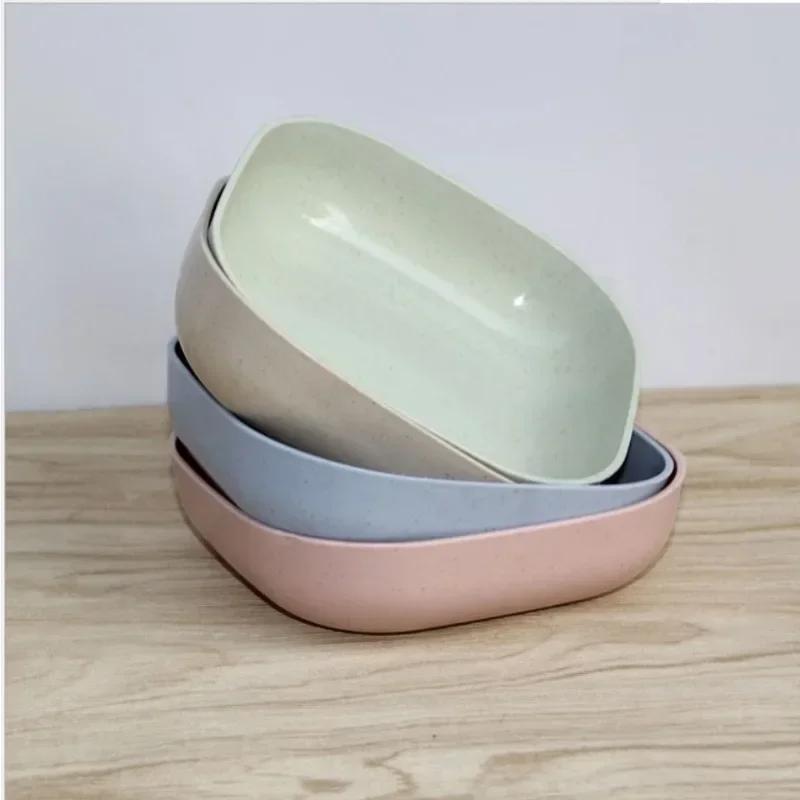 Wheat Straw Plate Set Round Dishes Unbreakable Lightweight Dessert Dinner Plates Home Picnic Fruit Snack Salad Kids