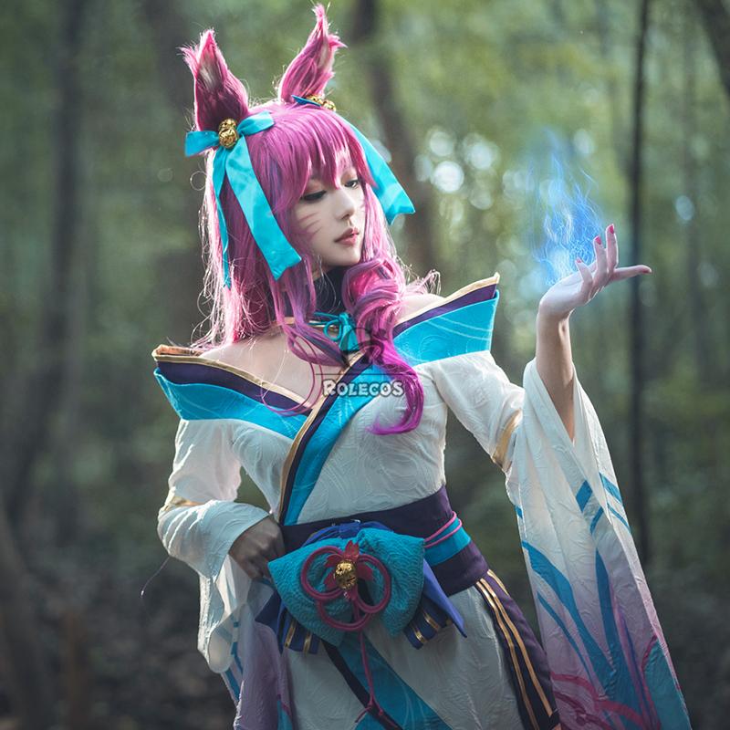 Косплей костюм Ари из серии Spirit Blossom (Духовный цветок) из игры League of Legends, парик для косплея Ари, игровой костюм Ари, женское кимоно, полный комплект, китайское платье