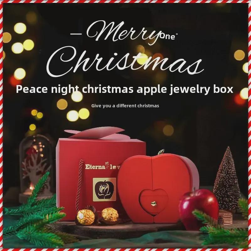Шкатулка для украшений Apple Rose - подарок на Рождество, День святого Валентина, День матери с консервированными цветами
