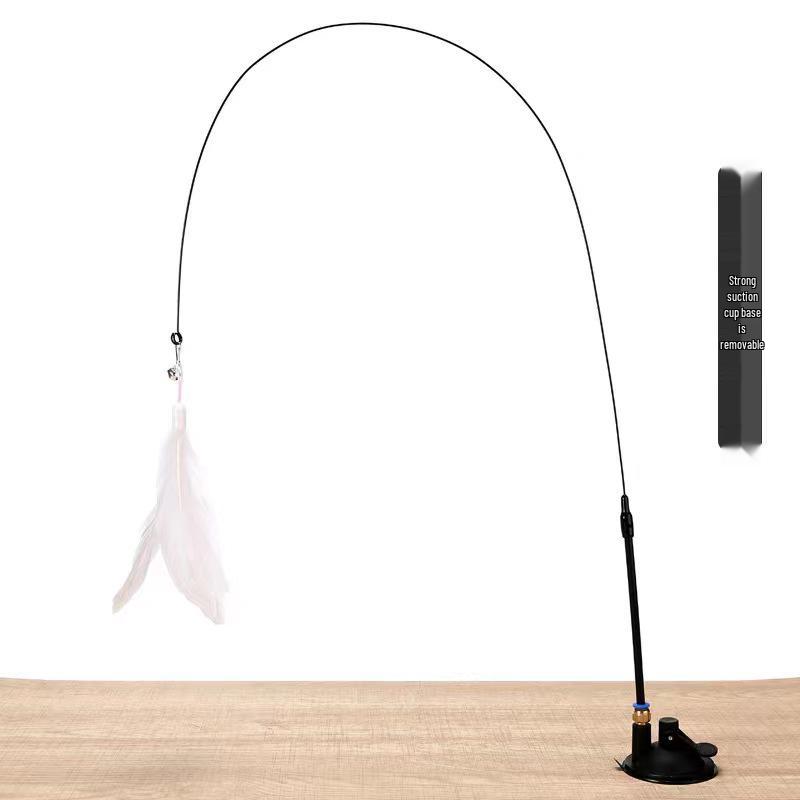 Игрушечные игрушки: Прочная присоска с длинным стержнем, пером и проволокой, устойчивой к укусам, для самостоятельного развлечения