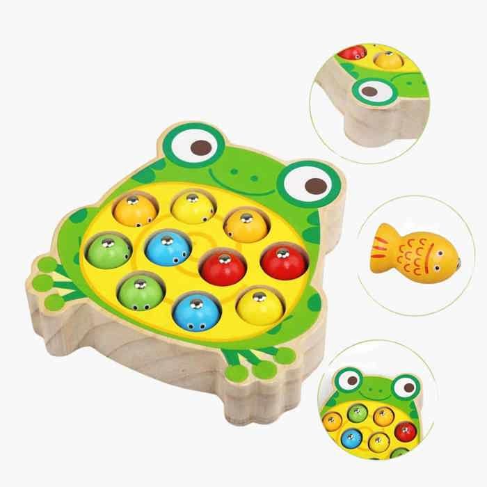 Jeu éducatif - Grenouille - Jeu de Pêche en Bois - Multicolore - 1 joueur ou plus - 3 ans et plus