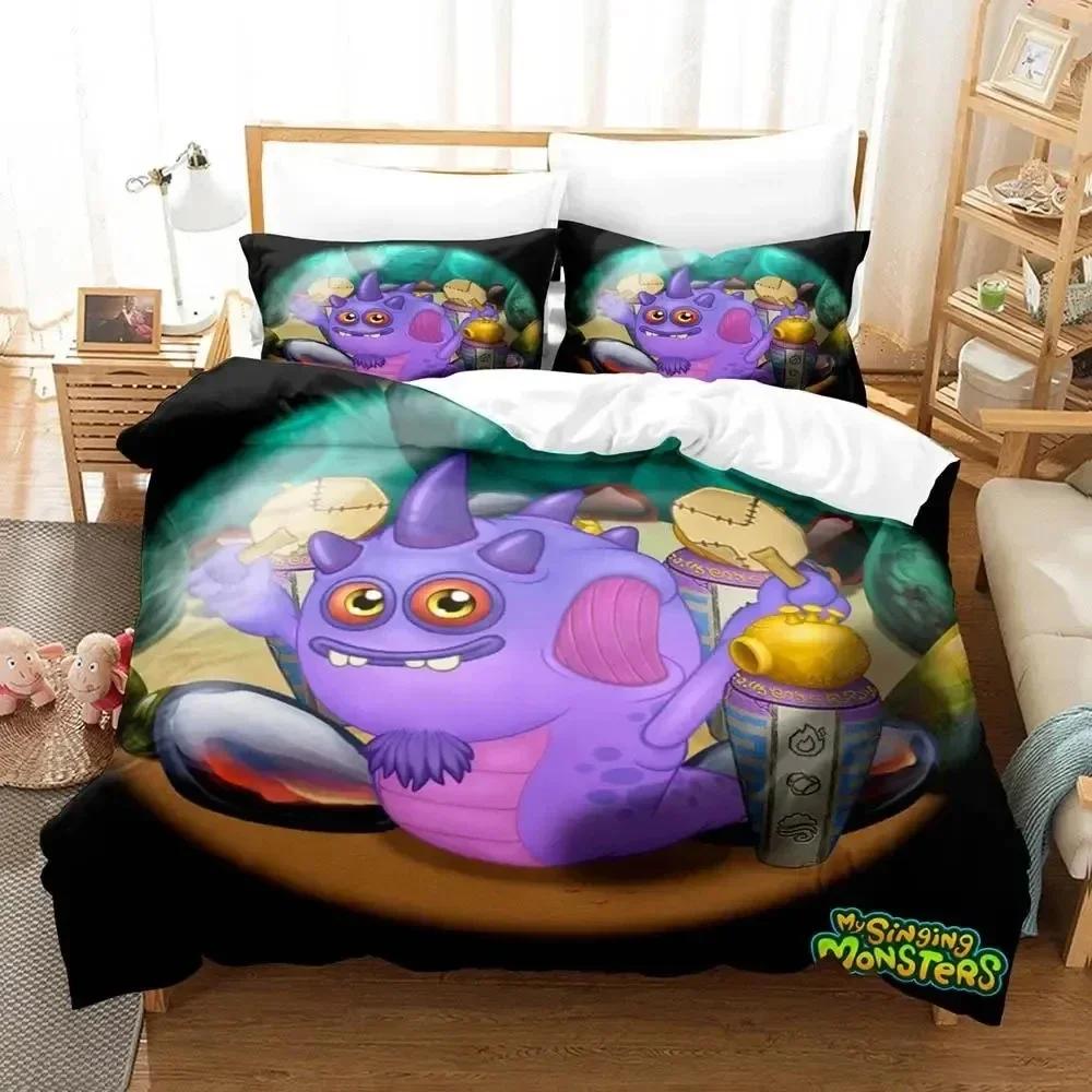 Game My Singing Monsters Bedding Set Printed Bed Set With Pillowcase Duvet Cover Soft Queen King Size Bedclothes Home Boys Adult