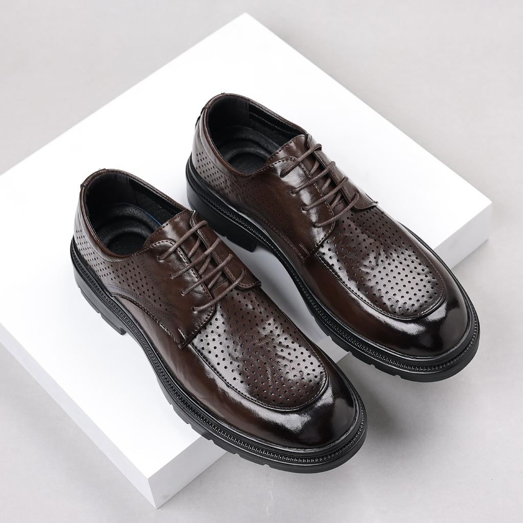Genuine leather shoes men's British dress large size hand-scratched leather shoes groom wedding shoes