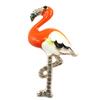 [P8470] - Golden Orange 'Pink Flamingo' Designer Brooch - 55x30 Mm