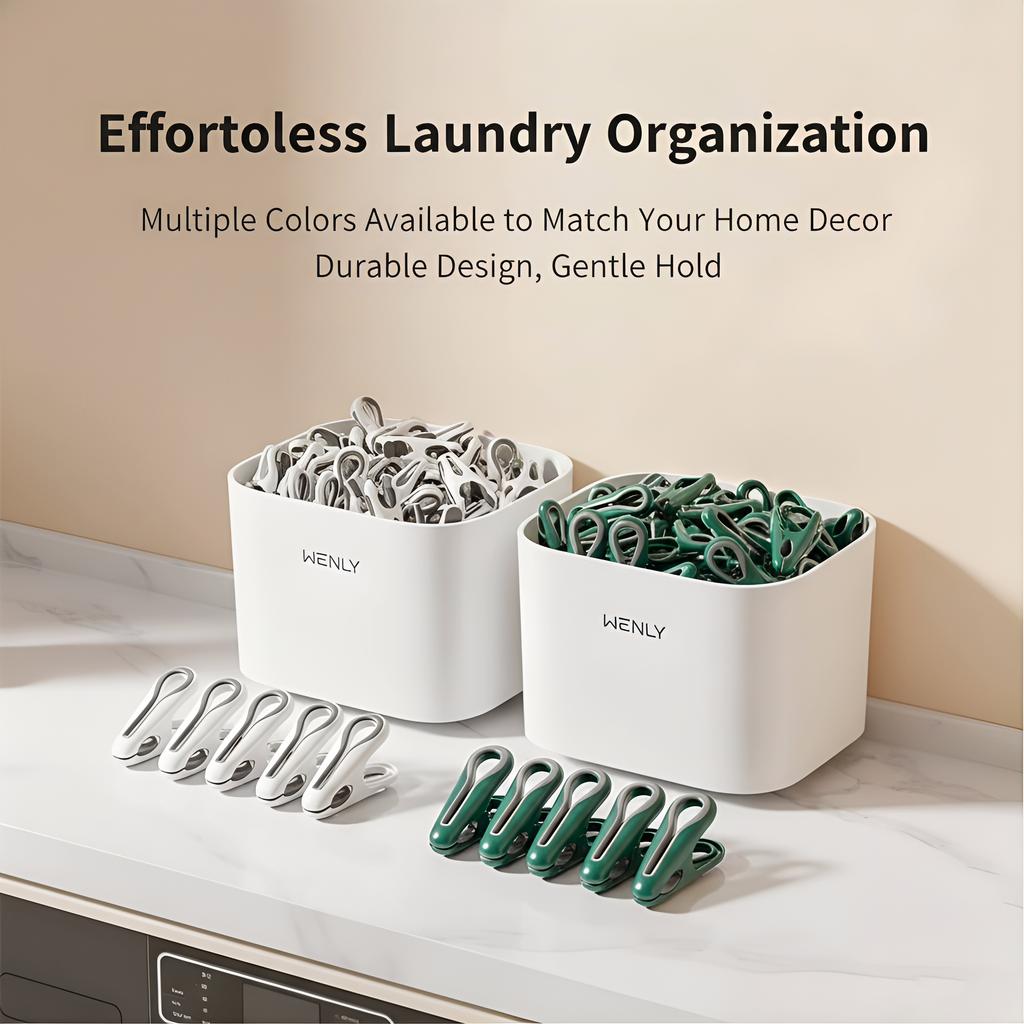 New 12/24/36-Piece Plastic Clothes Pins With Storage Basket Laundry Hanging Pegs For Socks Underwear Household Organization