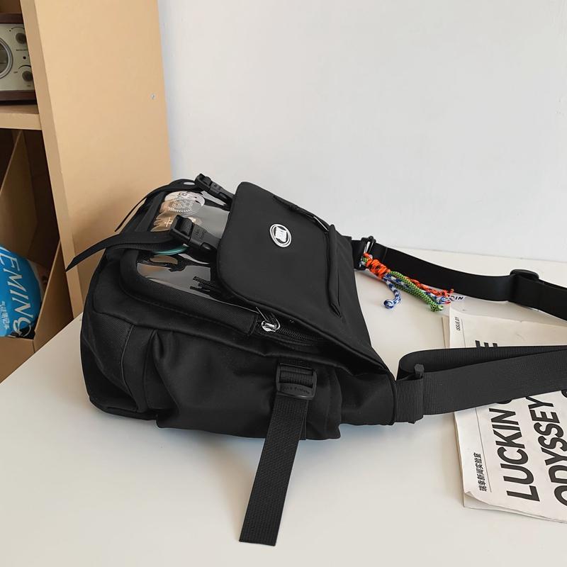 Студенческая сумка-мессенджер, однотонная мужская сумка через плечо, большая вместительная женская сумка через плечо