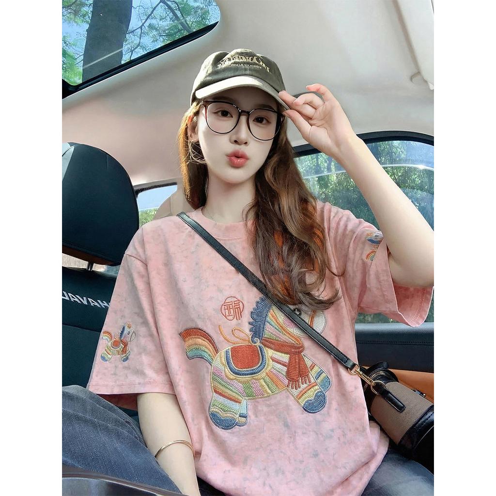 Women's Loose Slimming Round Neck Printed T-Shirt