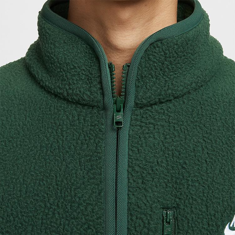 Nike Клубная повседневная модная простая флисовая куртка на молнии с длинным рукавом Мужские куртки Fir-Green White FZ0889-323